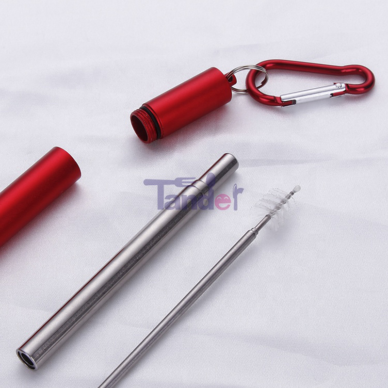 Wholesale Metal Box Custom Logo Recycle Gold Stainless Steel Retractable Straw