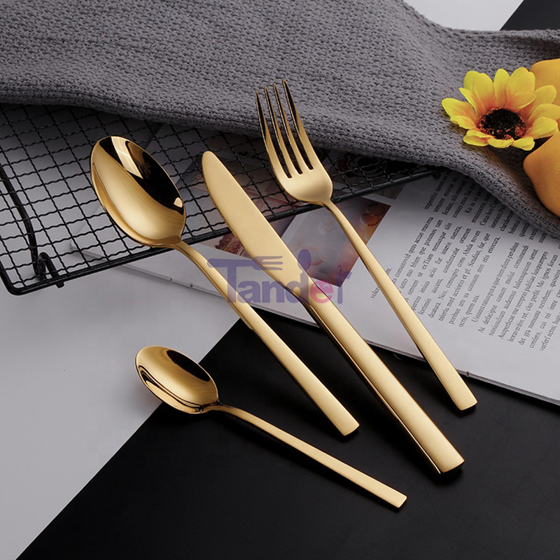 Mes Lepel Vork Set Goud Bestek Brilliant Custom Metal Roestvrijstalen Hotel 24-delige Bestekset met koffer