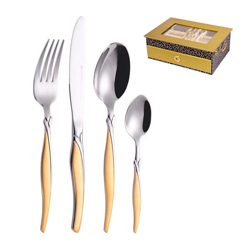 72/84/86 Gottinghen Stainkless Steel Flatware Gold 86 Pcs Cutlery Set met houten kist