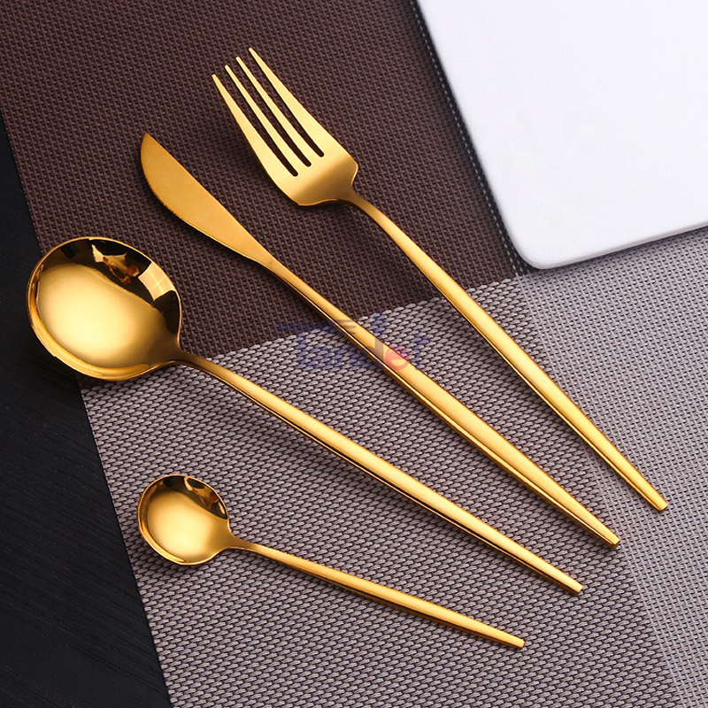4-delige roestvrijstalen servies set gouden bestek lepel vork mes voor keuken diner bestek set