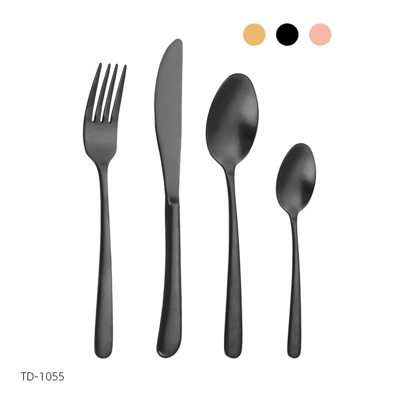 roestvrij staal metalen spiegel roman gepersonaliseerde flatware set Frans banket zwarte bestek metaal