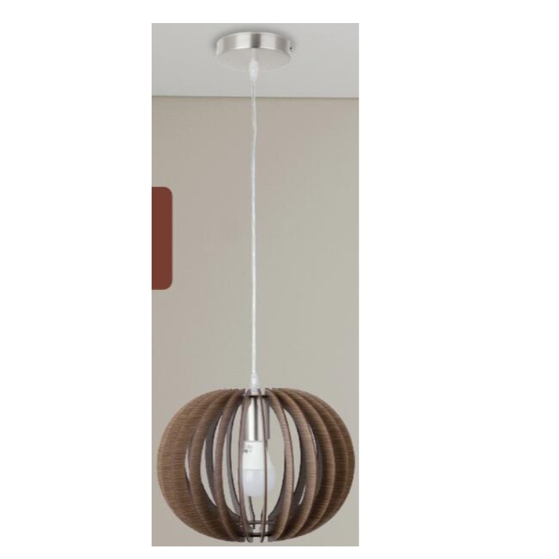 Donkerbruine houten hanglamp