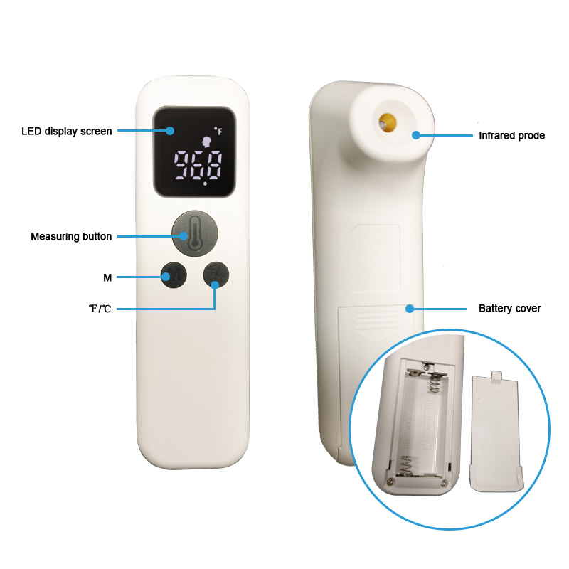 Infrarood voorhoofdthermometer voor volwassen, digitale medische infraroodthermometer Contactloos voor koorts Voorhoofdthermometro met CE-goedgekeurd voor baby Kid