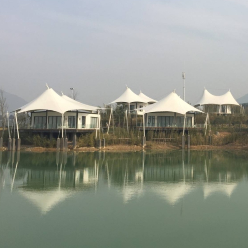 Prefab 2 slaapkamers witte PVDF waterdichte Fabriccalcium silicaat boord muur huis tenten voor Resort