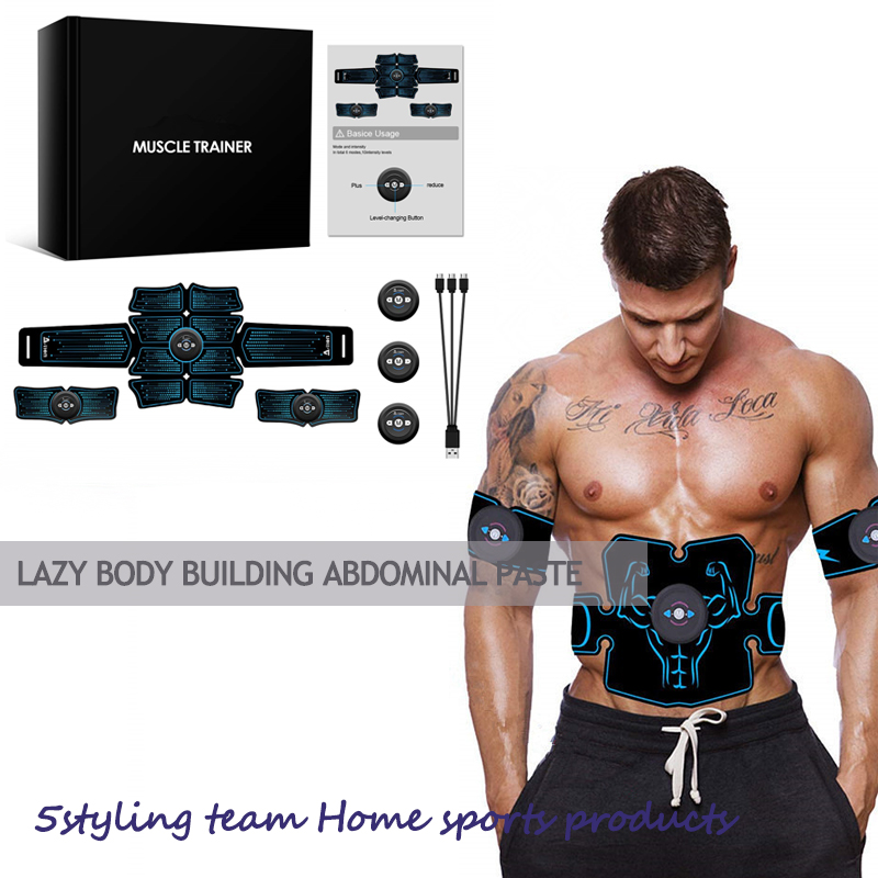 Nieuwe opladen 8-delige fitness buikpasta huishoudelijke fitnessapparatuur abdominale fitnessoefening massager
