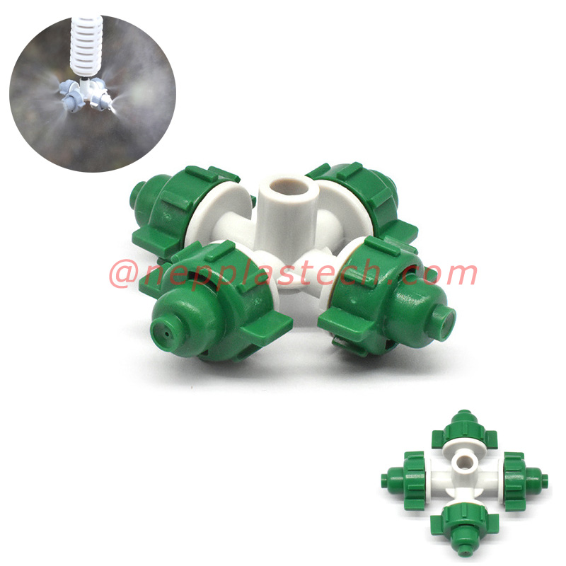 Cross Atomizing sprayer kaskoeling en bevochtiging vernevelaars waterbesparende irrigatie Micro mist sprinkler