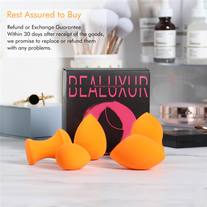 Makeup Sponge, BEALUXUR Foundation Sponge Makeup Foam Set met Multi Shape Sponzen (5 stuks)