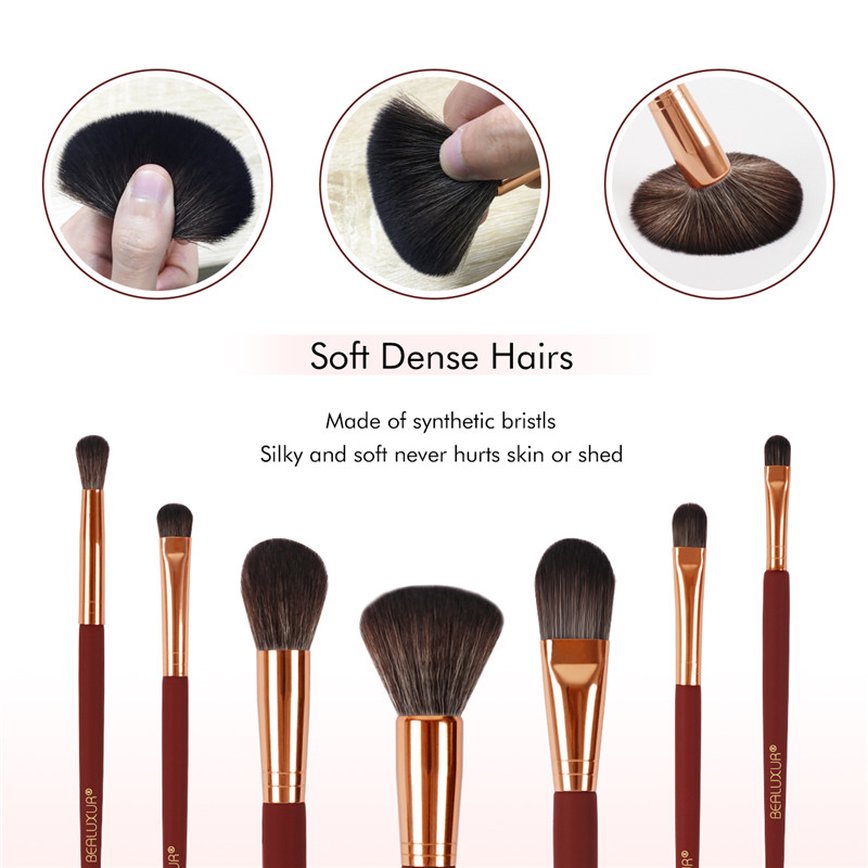 Make-up kwastenset, Premium synthetische vezels Make-up kwastkit Poeder Foundation Blending Eyeliner Gezichtscosmetica Concealers Oogschaduw Borstels Gereedschap met PU-leer Reistas make-up (10st)