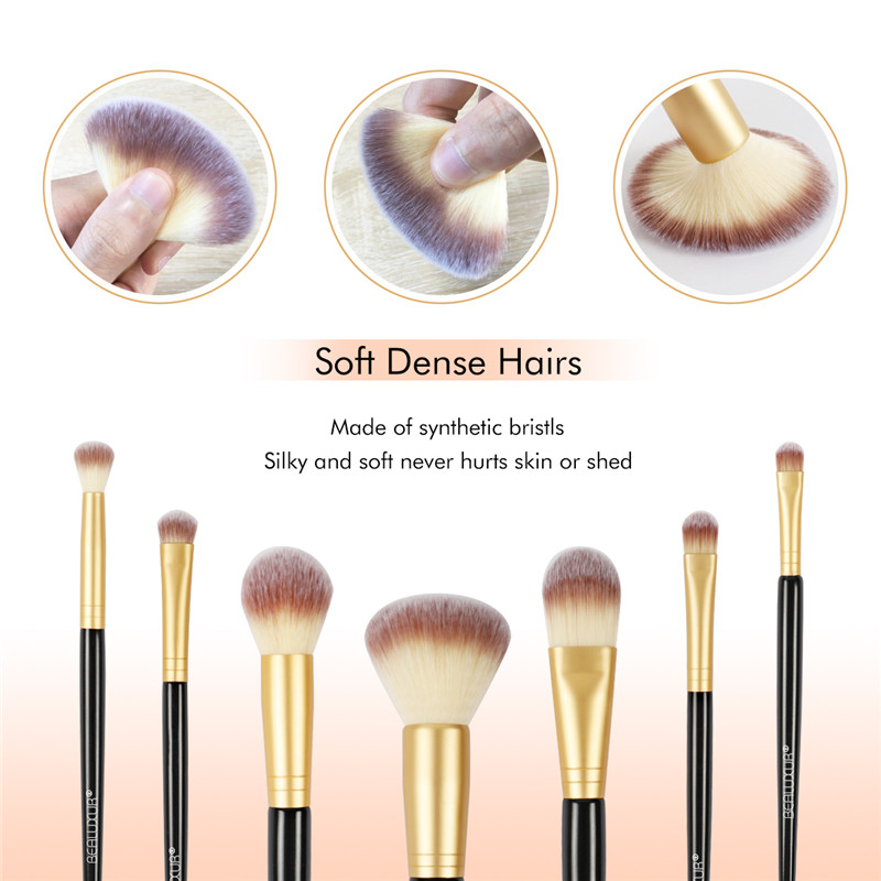 10PCS make-up kwastenset, premium synthetische vezel make-up kwast kit borstels gereedschap met PU lederen make-up reistas