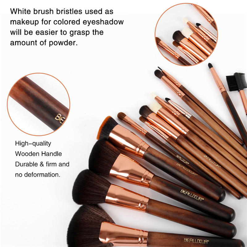 Make-up Brush Set, 13pc Make-up Brushes Premium Synthetic Brietles Powder Foundation Blush Contour Concealers Lip Eye shadow Brushe Kit 8230; (005 Houten handvat)