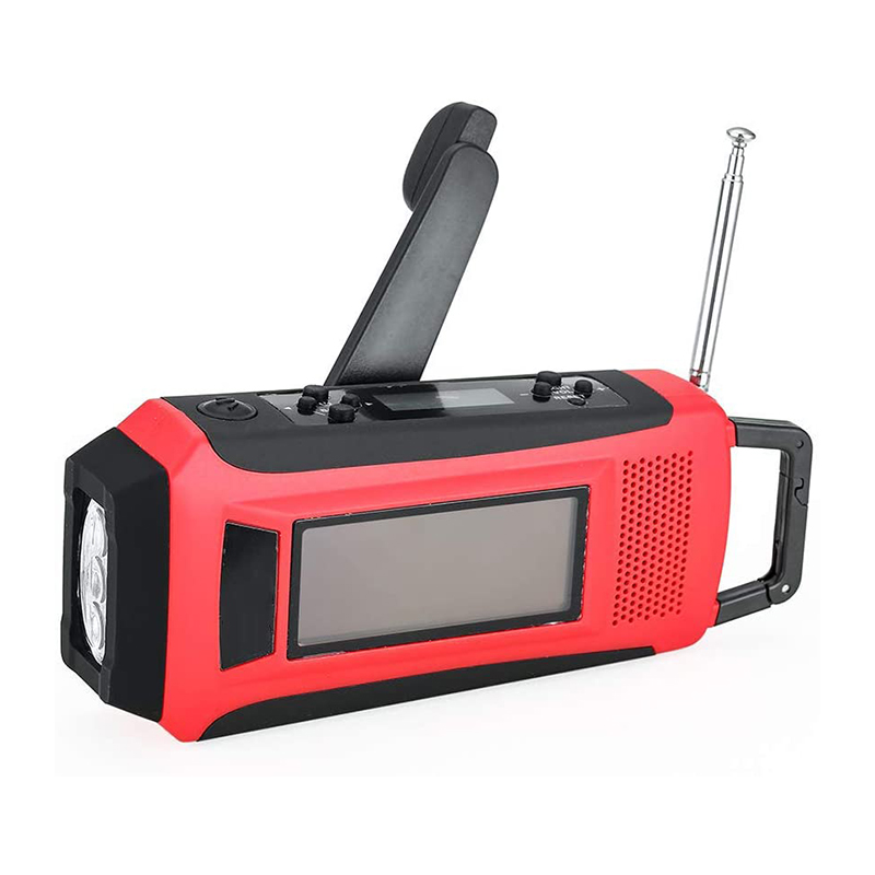 Weerradio Noodhandzwengel Zelfaangedreven AM \/ FM NOAA Draagbare zonne-radio met LED-zaklamp, 1150 mAh Powerbank voor iOS \/ Android-telefoon Batterijlader