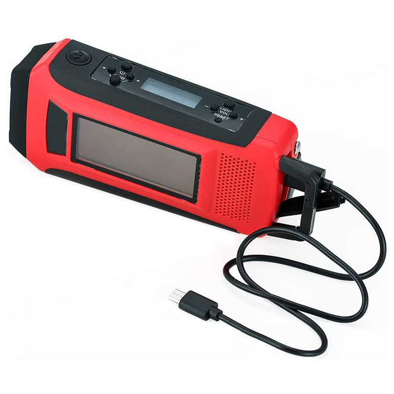 Weerradio Noodhandzwengel Zelfaangedreven AM / FM NOAA Draagbare zonne-radio met LED-zaklamp, 1150 mAh Powerbank voor iOS / Android-telefoon Batterijlader