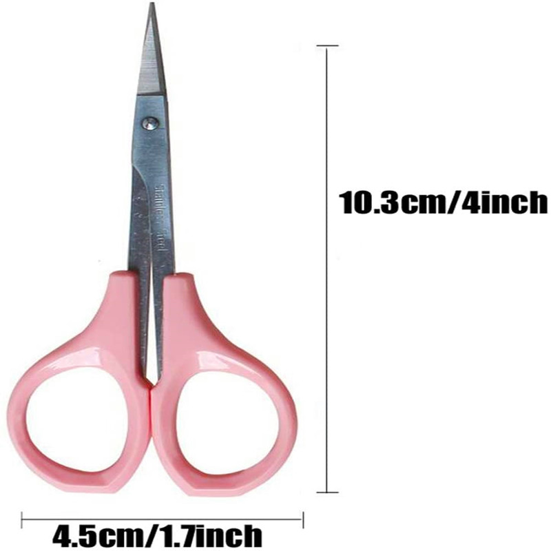 Ericotry Roestvrij staal Gebogen wenkbrauwschaar Ambachtelijk gezichtshaar Schaar Wenkbrauwtrimmer Spitse pincet Oor Neusgat Wenkbrauw Baard Snor Trimmen voor mannen Dames Roze // /// GEBOGEN BLAD VOOR