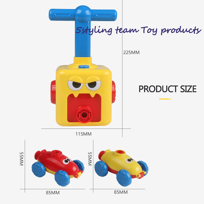 Jitter met de tiktok, het traagheid glijdende krachtballonvoertuig, het luchtaangedreven voertuig en het speelgoed van de opblaasbare auto voor kinderen.