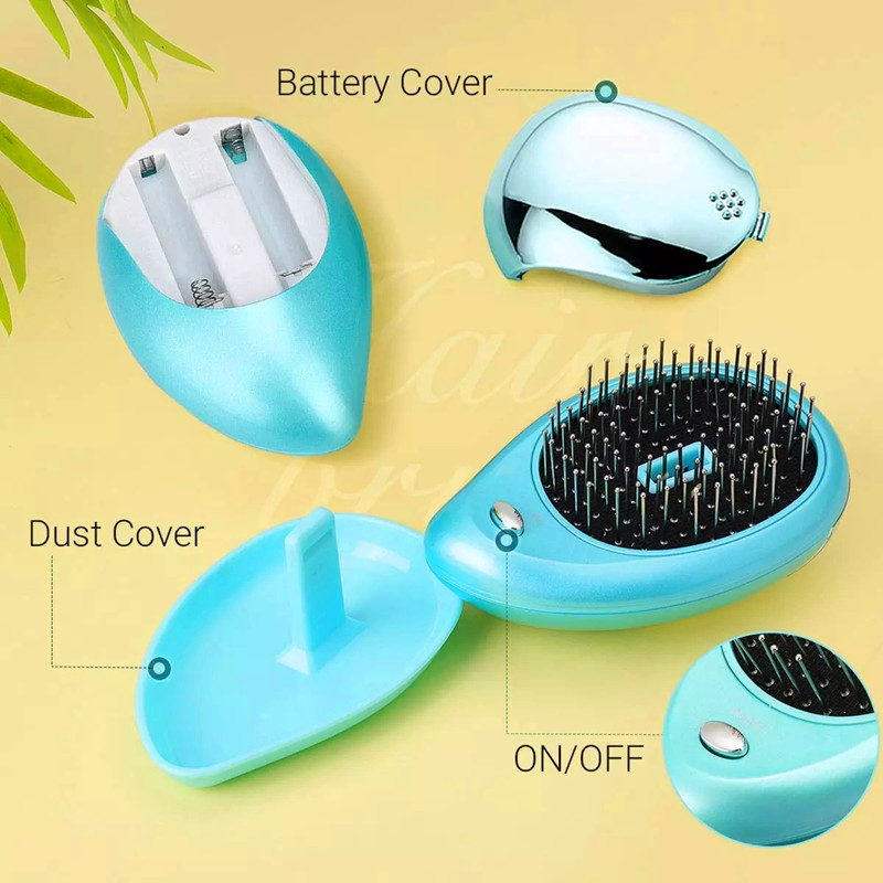 Draagbare elektrische ionische haarborstel Mini antistatische haarmassage Kam Magic Beauty Brush Comb Home Travel Hair Styling Tool
