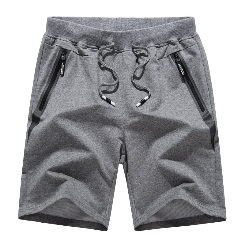 Man's Cotton Joggers Casual Training Shorts Running Shorts With Zipper Pockets Losse Leg Bottom Activewear