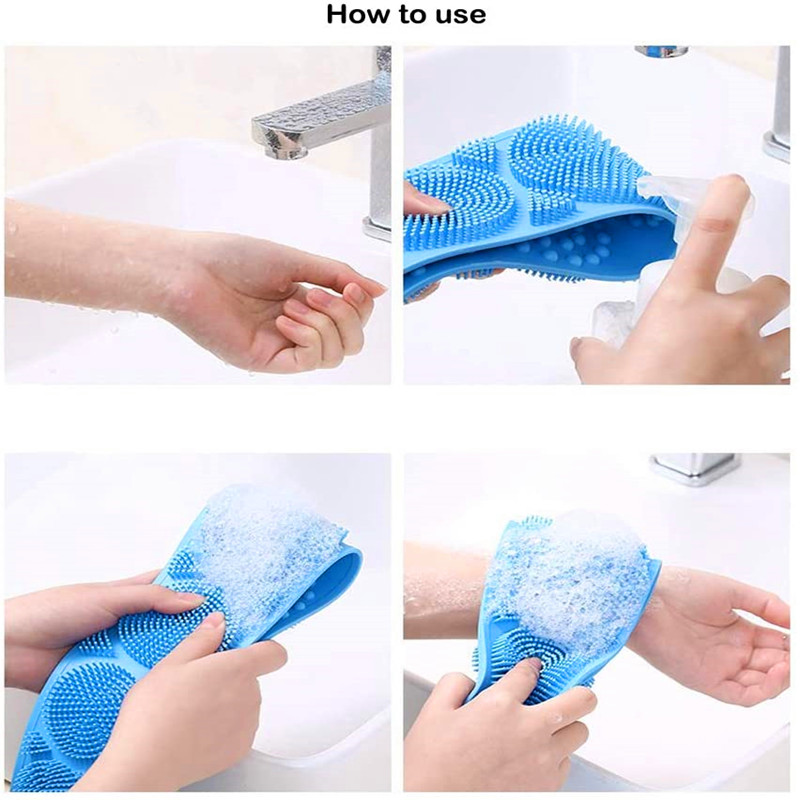 2-pack siliconen bad lichaam borstel terug scrubber exfoliërende terug wasmachine scrub zachte riem voor vrouwen mannen diepe schone massage huid