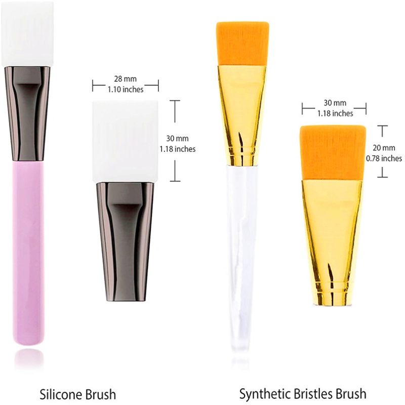 BEALUXUR 2st gezichtsmasker Borstelgereedschap voor Klei Modder Houtskool Gezicht Oog Neus Lichaam Rommelvrij DIY Home Spa Applicator (Siliconenborstel en synthetische nylon borstel)
