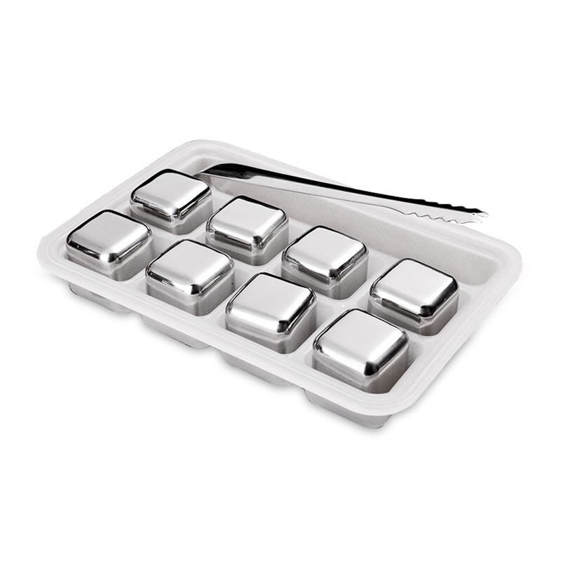 HOT verkoop Square 27mm 8pcs set Stainless Steel Whisky Stones ijsblokje