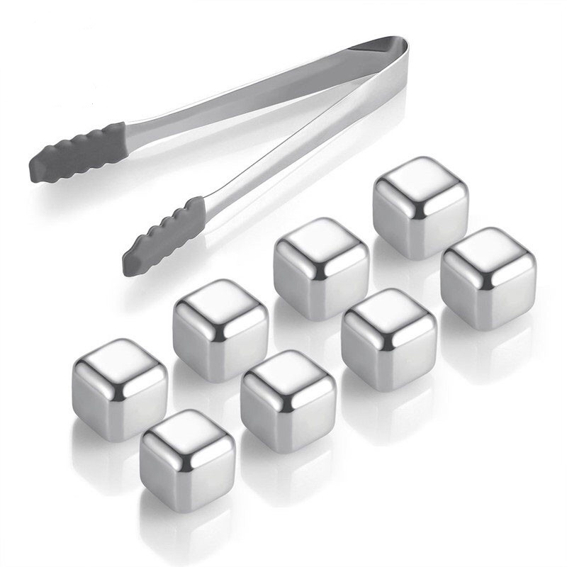 HOT verkoop Square 27mm 8pcs set Stainless Steel Whisky Stones ijsblokje