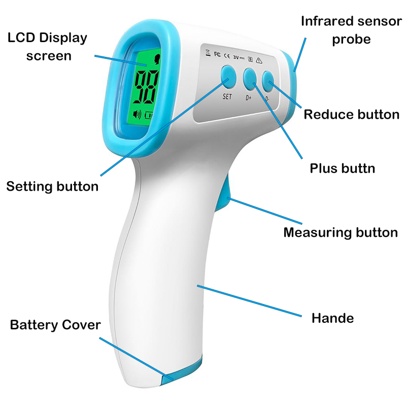 Handheld Nauwkeurig temperatuurpistool Contactloze digitale infraroodthermometer