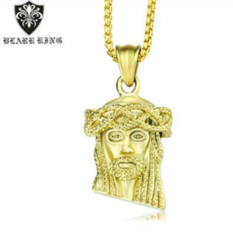 Retro sieraden Europese en Amerikaanse retro persoonlijkheid Jezus portret roestvrij staal 18K Gold Men's Pendant retro Jesus portret Pendant
