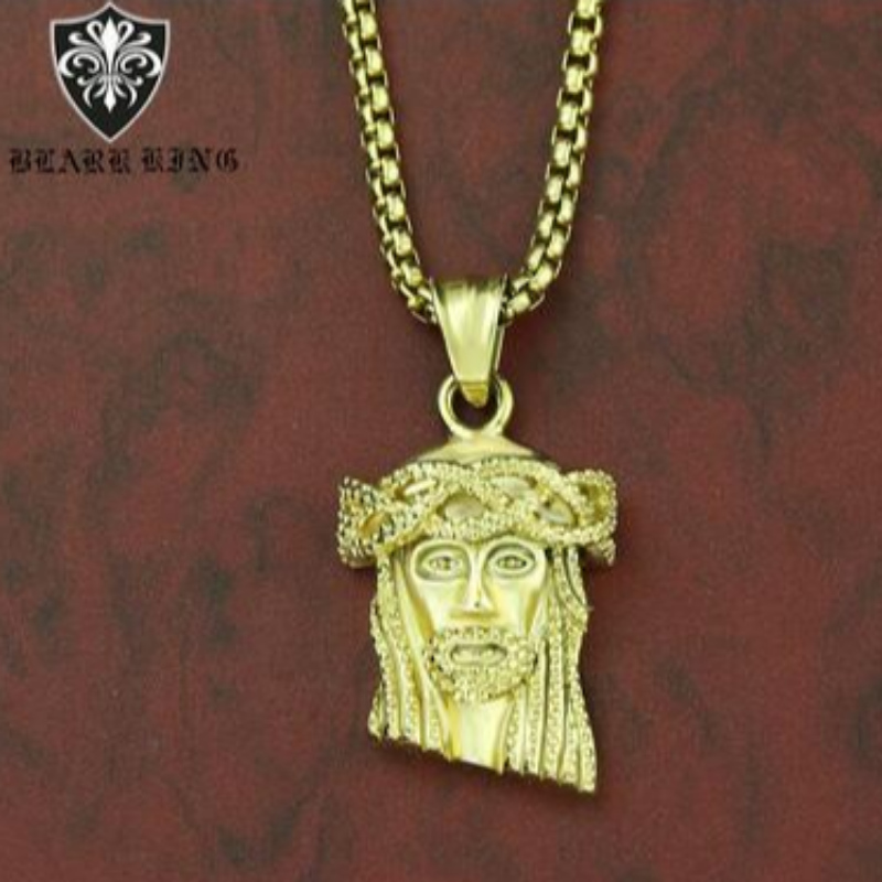 Retro sieraden Europese en Amerikaanse retro persoonlijkheid Jezus portret roestvrij staal 18K Gold Men's Pendant retro Jesus portret Pendant