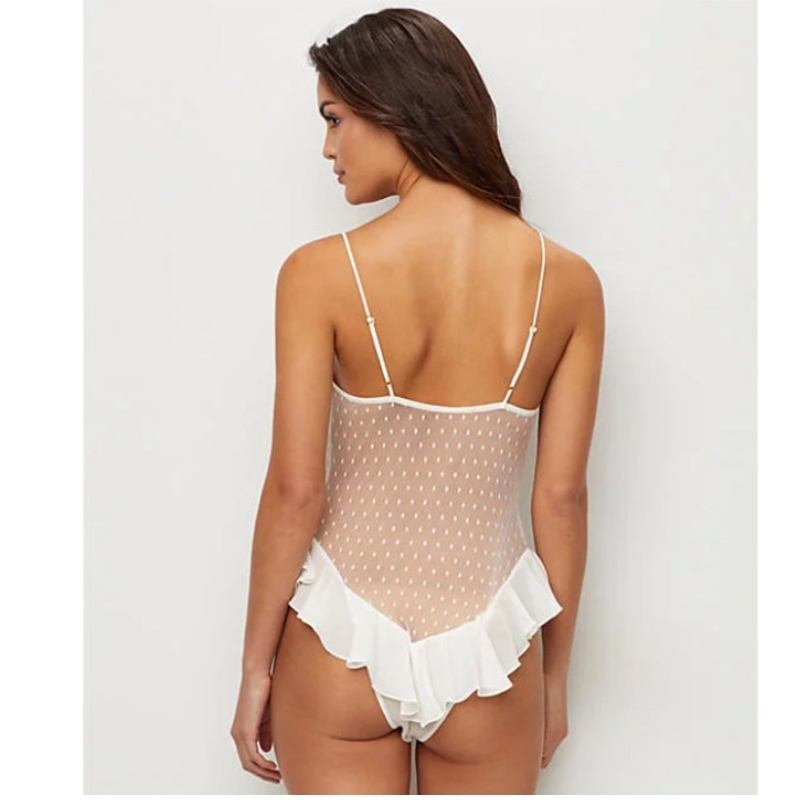 sexy lingerie bh, sexy lingerie zwart, sexy lingerie bh voor vrouwen Sexy Gallus Witte pure bloemenkant en mesh Laag uitgesneden ruige paaldansen lingerie