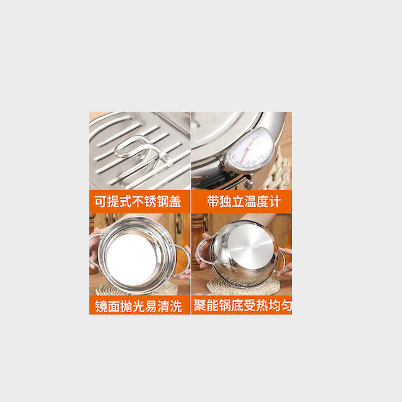 frituurpan met filter en thermometer