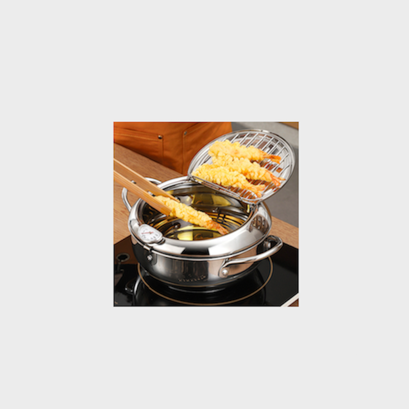 frituurpan met filter en thermometer