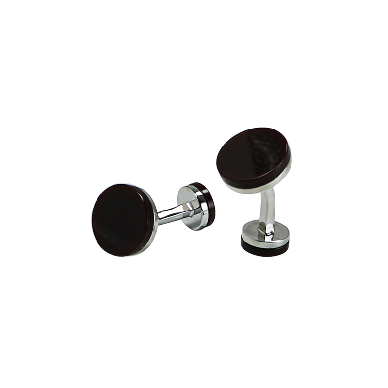 Bruine Agate Plat Back Shirts Cuff Links