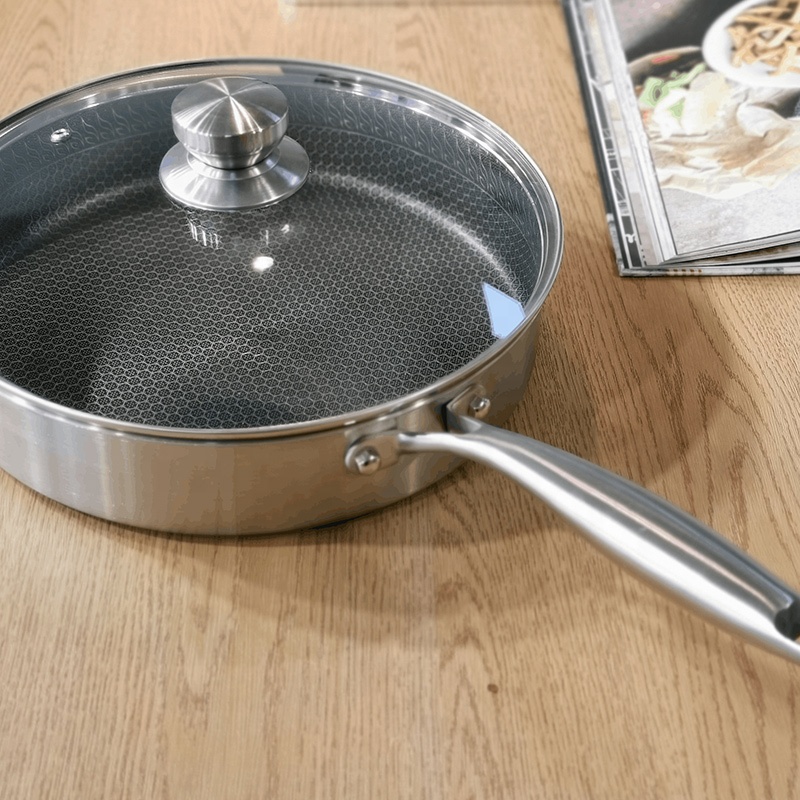 STAINLESS STEEL HALF HONYCOMB FRYING PAN WAK