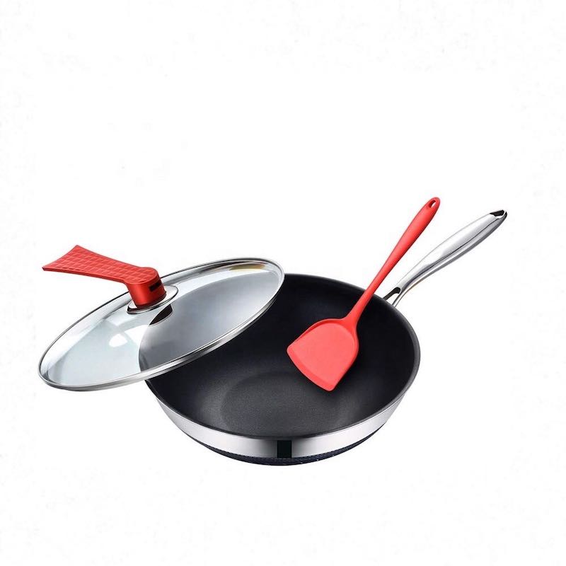 koekenpan wok RVS met deksel