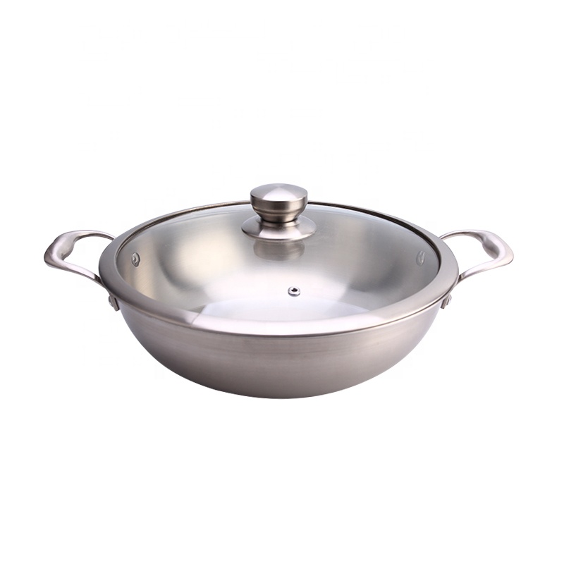 koekenpan wok RVS met deksel