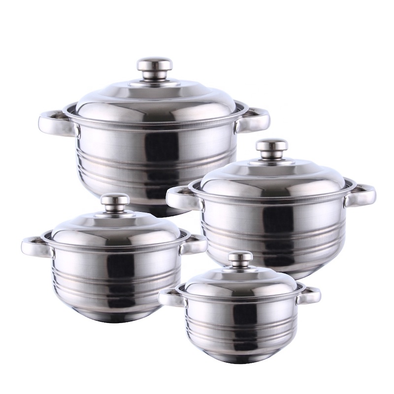 set casserol, set 3pc's, 5 pc's van roestvrij staal