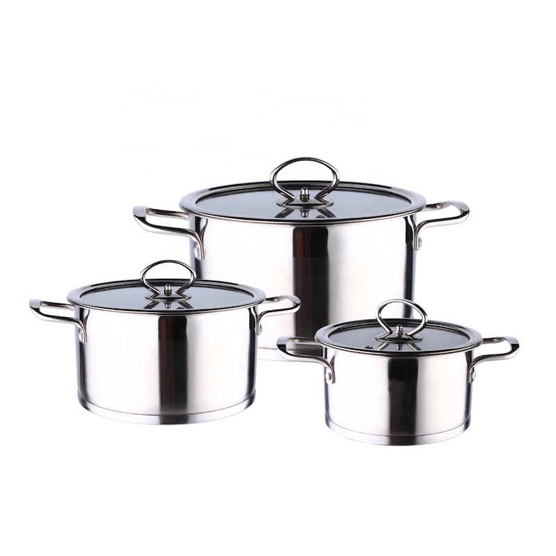 set casserol, set 3pc's, 5 pc's van roestvrij staal