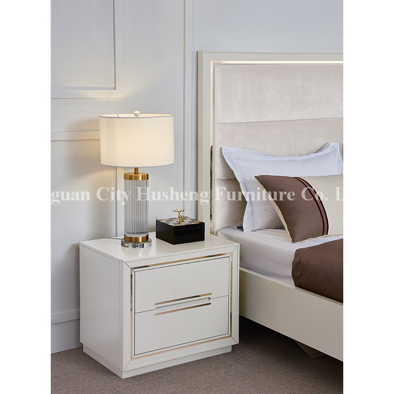 Modern Elegant Bed Bedroom Set Meubilair met Hoge Witte Verf
