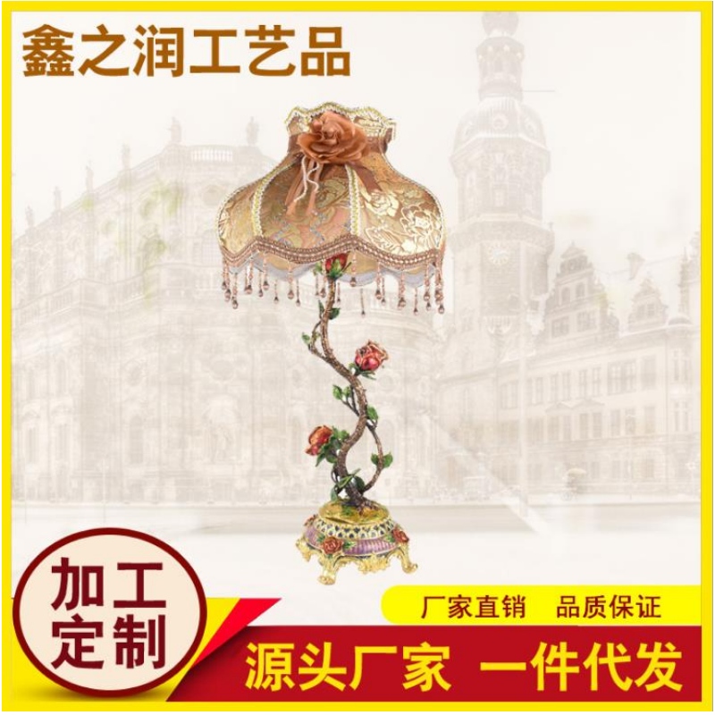 Bovenverkoopbare rozentafellamp Europese stijl schilderdoek kunstbedekking slaapkamer slaapkamer slaapkamer tafel kamer studie lamp