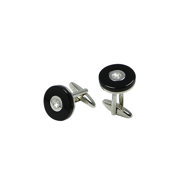 Zwarte Agate ^ Crystal Halo Cuff Links