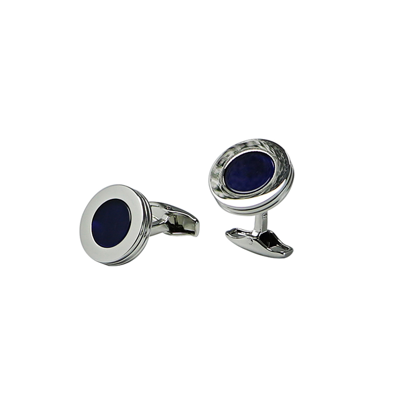 Blue Cat's Eye Round Custom Cuff Links