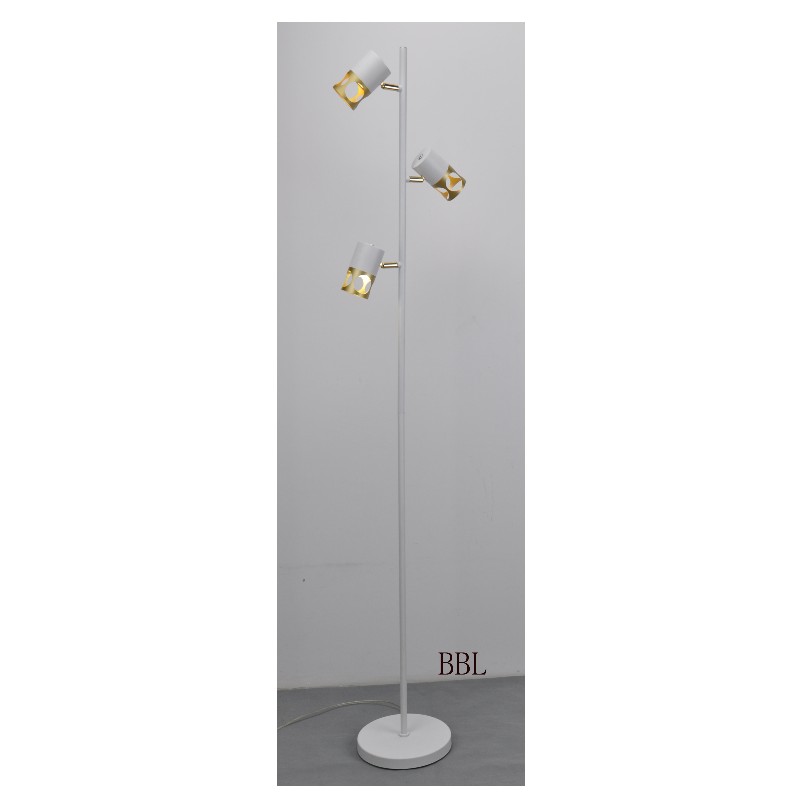 Modern vloerlicht met witte gouden metaalschaduw