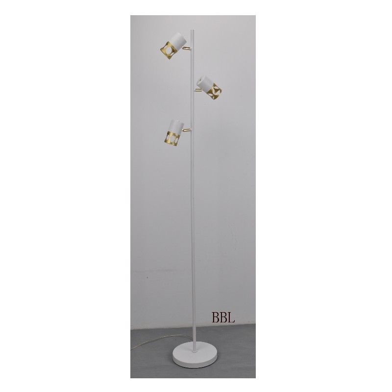 Modern vloerlicht met witte gouden metaalschaduw