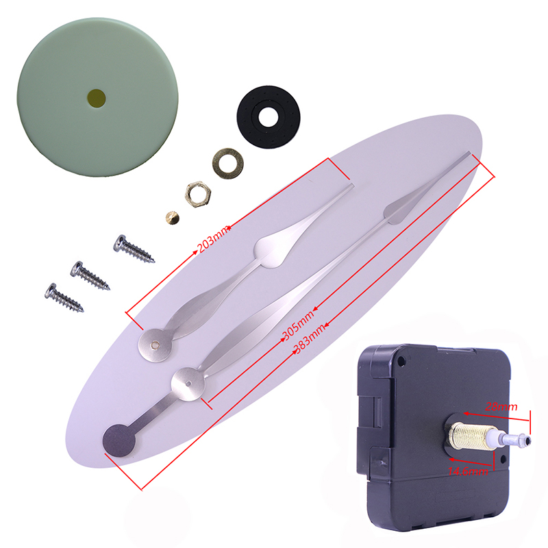 HR1688-23mm uurwerk en HR01086 wandklok wijzers witte uurwerkkast