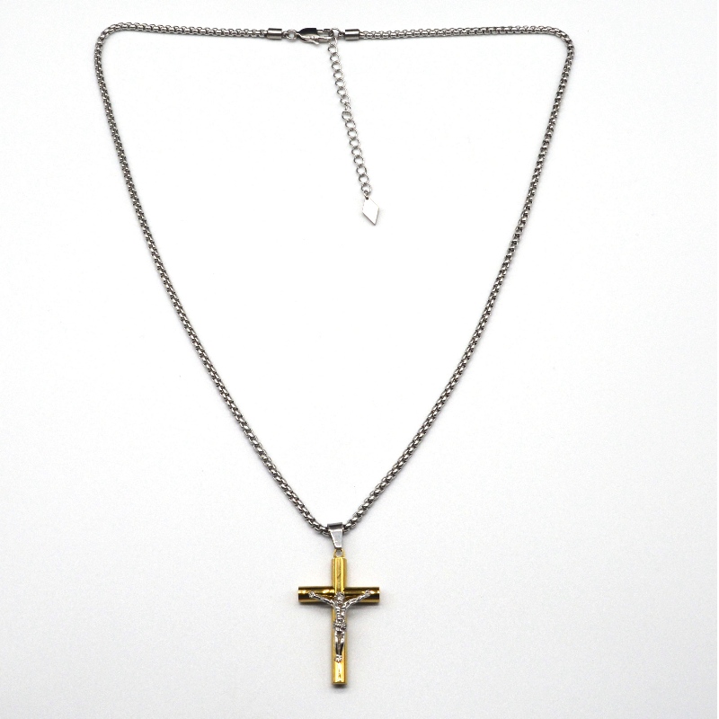 Roestvrijstalen kruis Jezus hanger ketting rfbnck1098