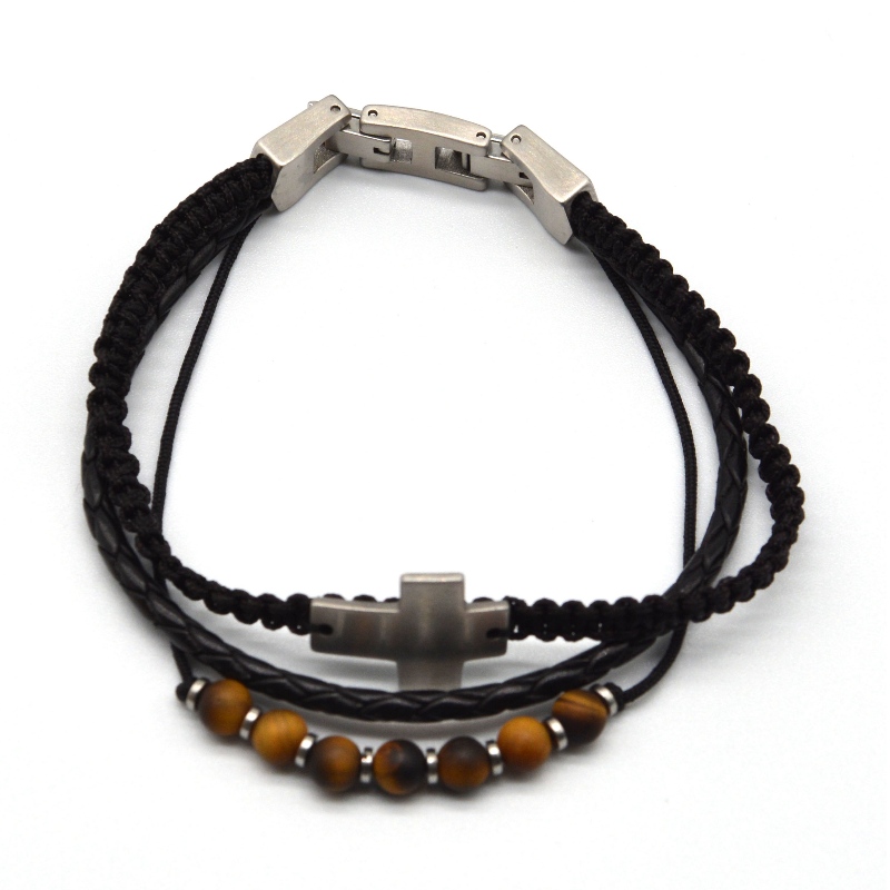 Roestvrijstalen accessoires lederen armband RFBBG1567