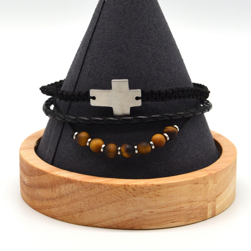 Roestvrijstalen accessoires lederen armband RFBBG1567