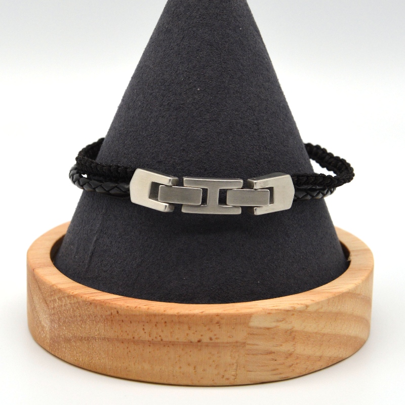 Roestvrijstalen accessoires lederen armband RFBBG1567