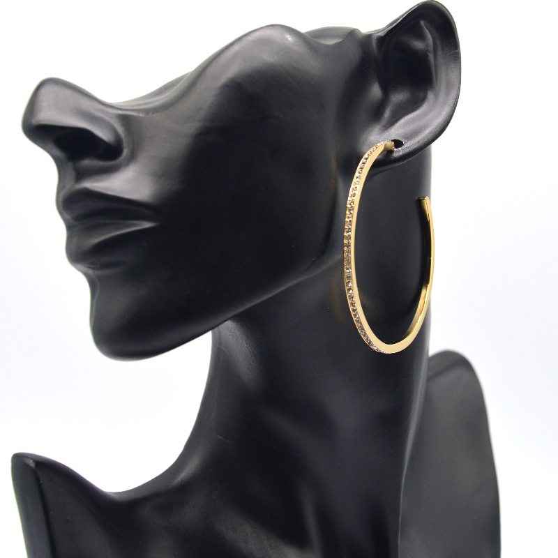Roestvrij staal C-type kleverige steen Earring rfbear1188