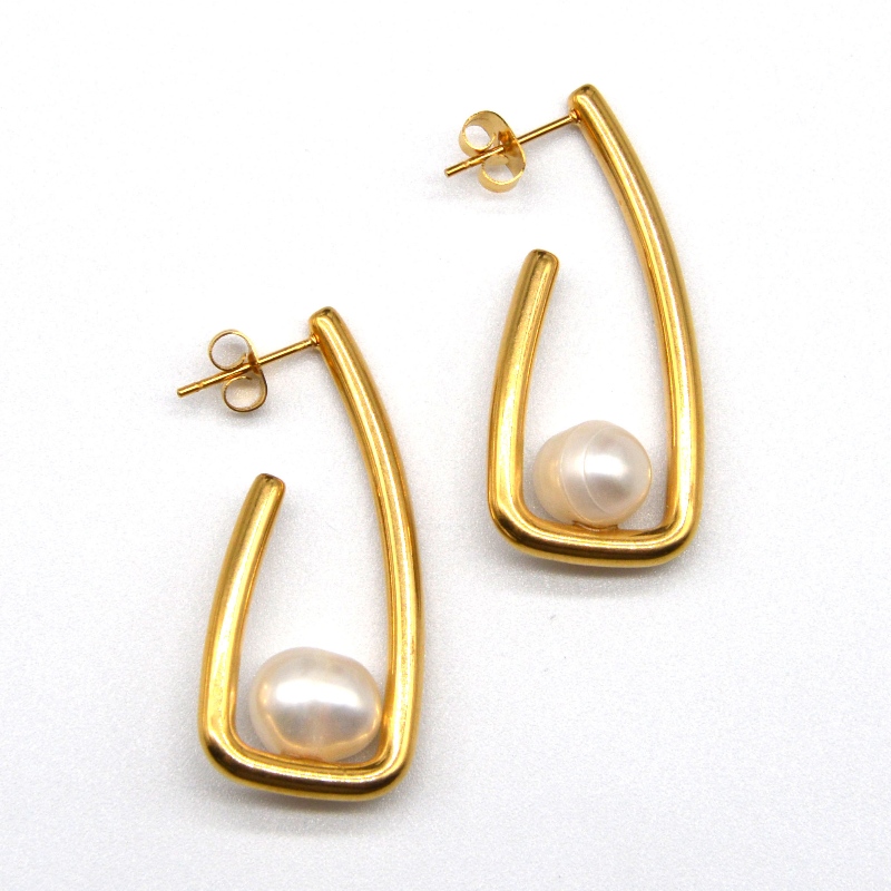 Roestvrij Steel Pearl oorbellen, mode sieraden, mode sieraden, Pearl Jewelry rfbear0023