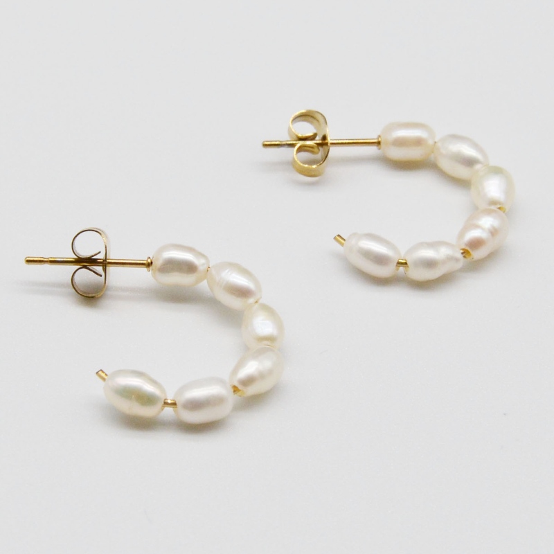 Roestvrij Steel Pearl oorbellen, mode sieraden, mode sieraden, Pearl Jewelry rfbearg0066